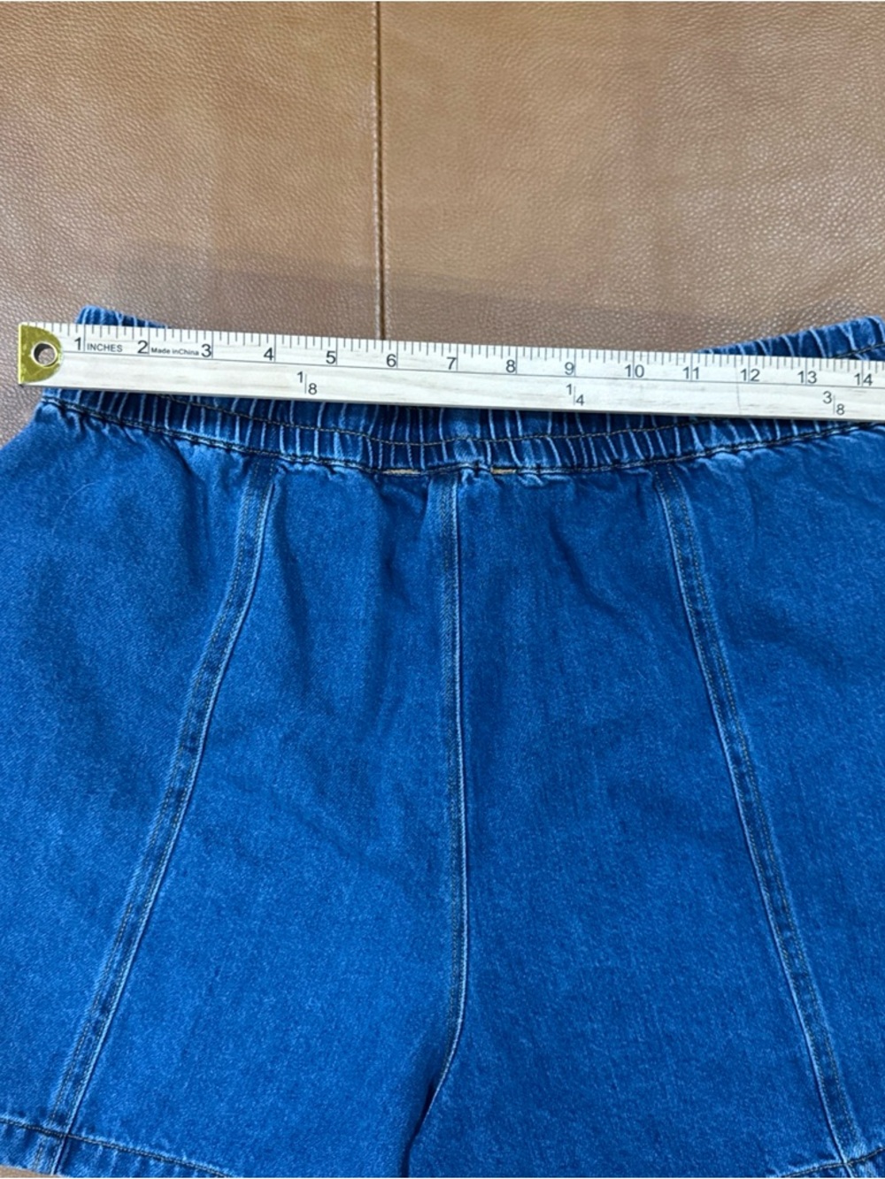 Women’s Denim Shorts Blue Drawstring Elastic Waist Casual Summer Lounge - Picture 5 of 8